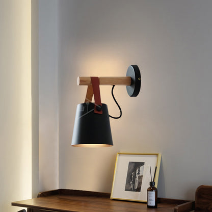 Wooden Conical Scandinavian Metal Wall Light