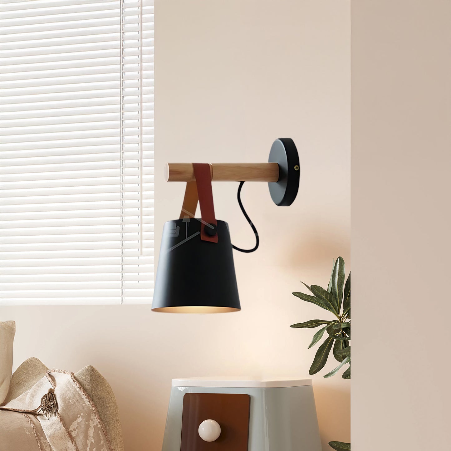 Wooden Conical Scandinavian Metal Wall Light