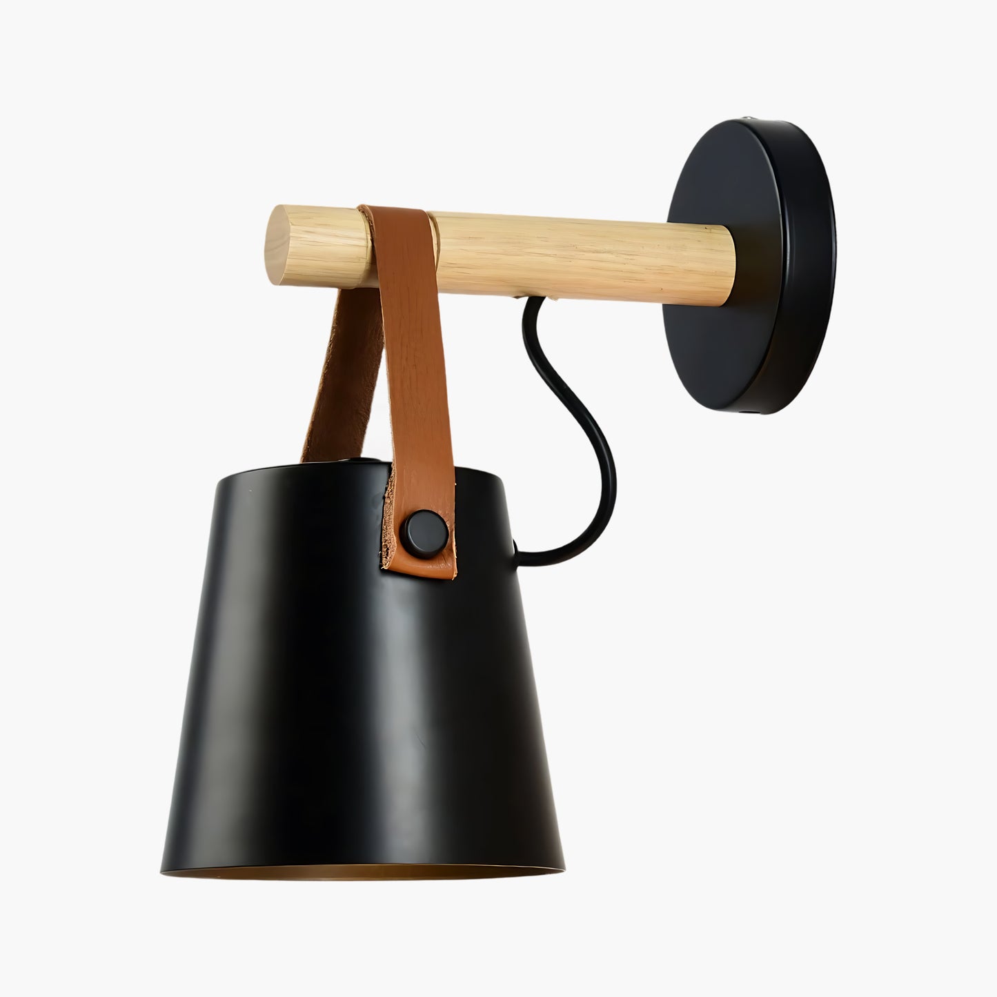 Wooden Conical Scandinavian Metal Wall Light