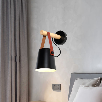 Wooden Conical Scandinavian Metal Wall Light