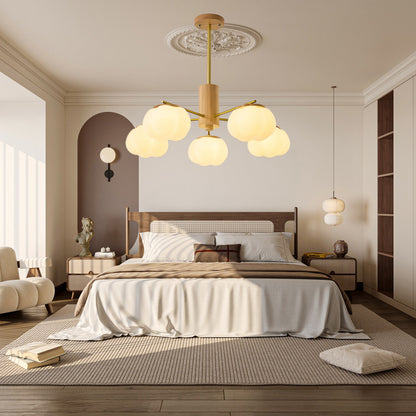 Wooden Cotton Balls Modern Metal Chandelier