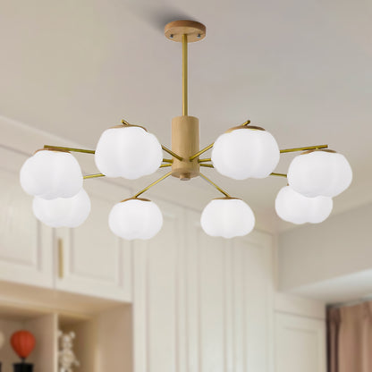 Wooden Cotton Balls Modern Metal Chandelier