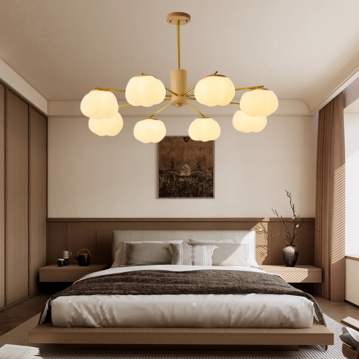 Wooden Cotton Balls Modern Metal Chandelier