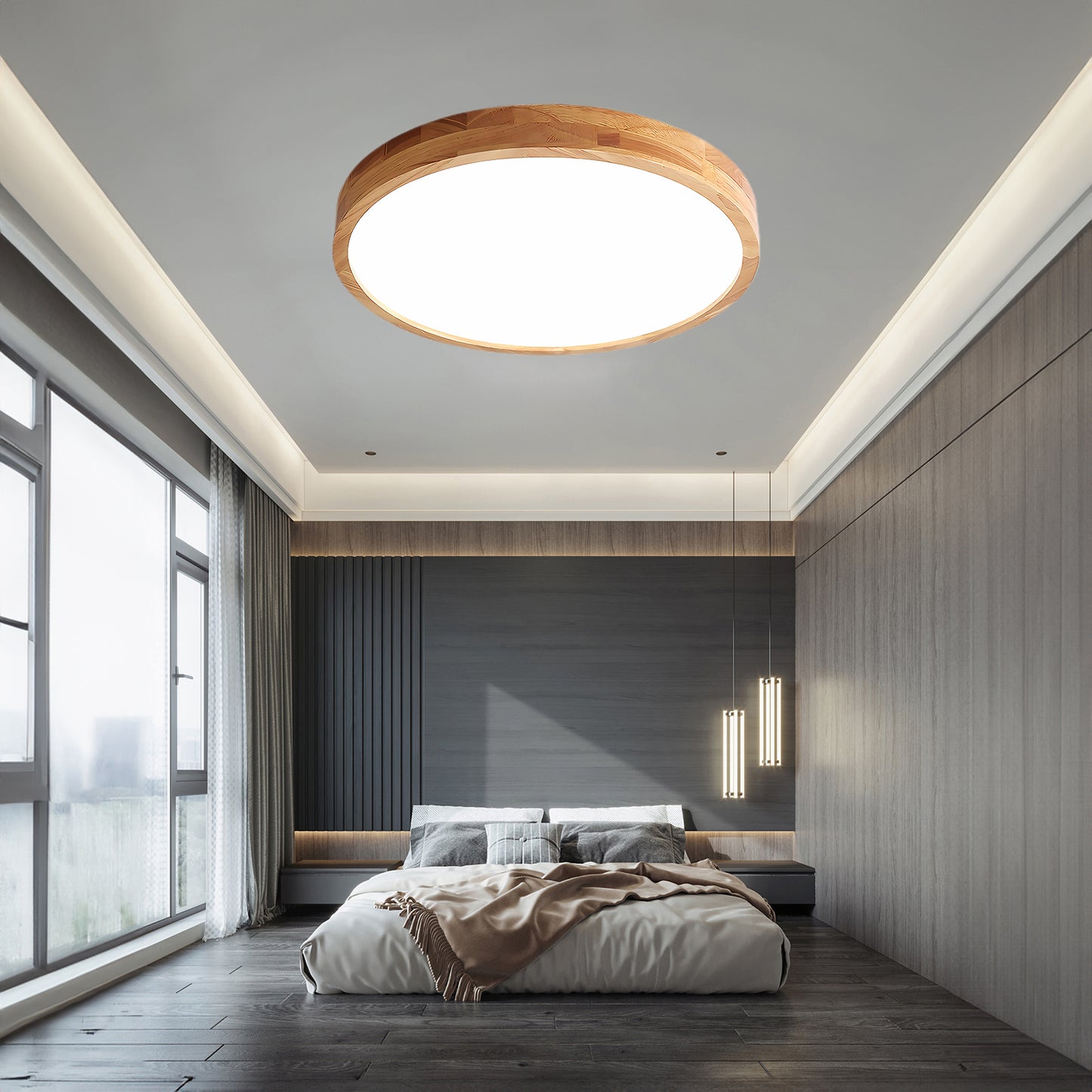 Wooden Geometric Modern Wood Ceiling Light