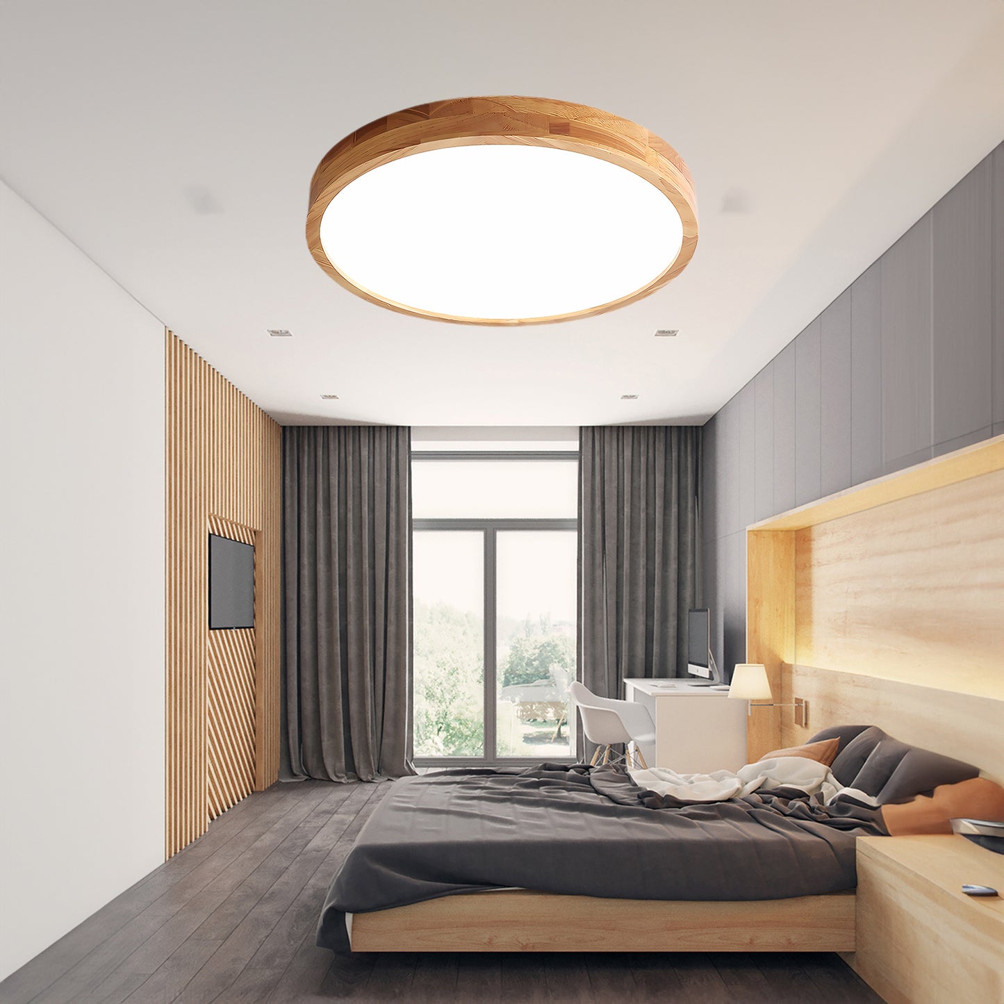 Wooden Geometric Modern Wood Ceiling Light