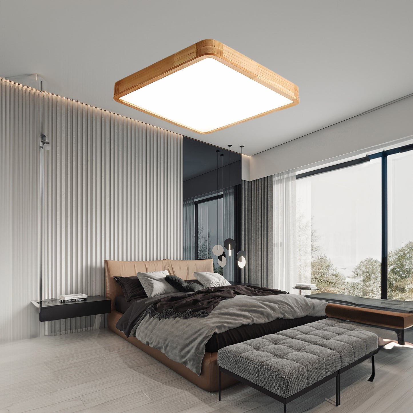 Wooden Geometric Modern Wood Ceiling Light