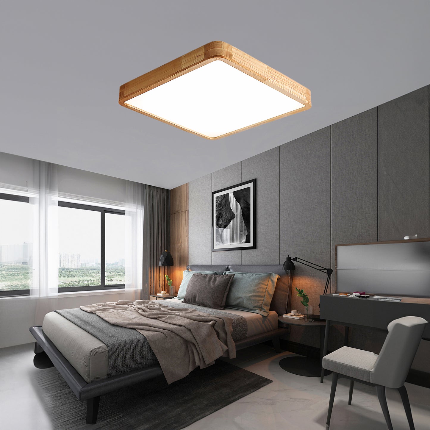 Wooden Geometric Modern Wood Ceiling Light