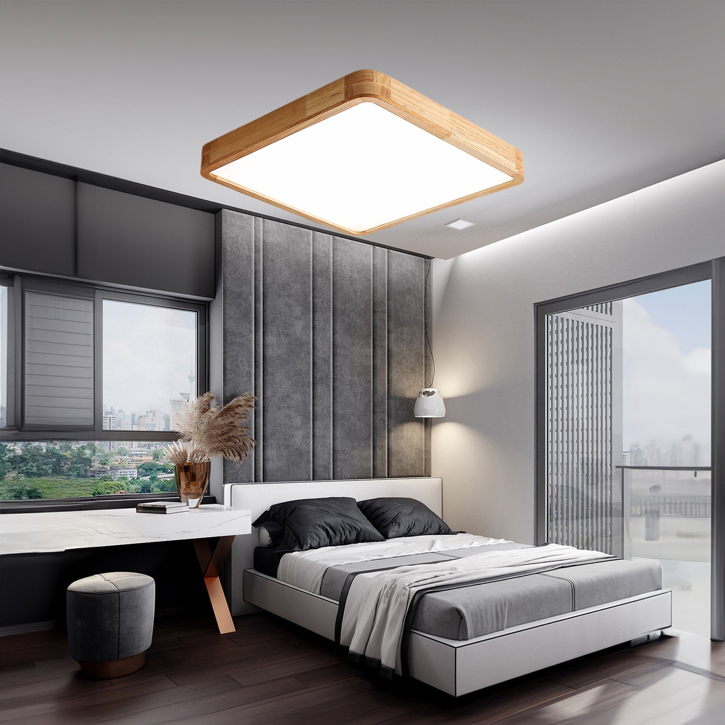 Wooden Geometric Modern Wood Ceiling Light