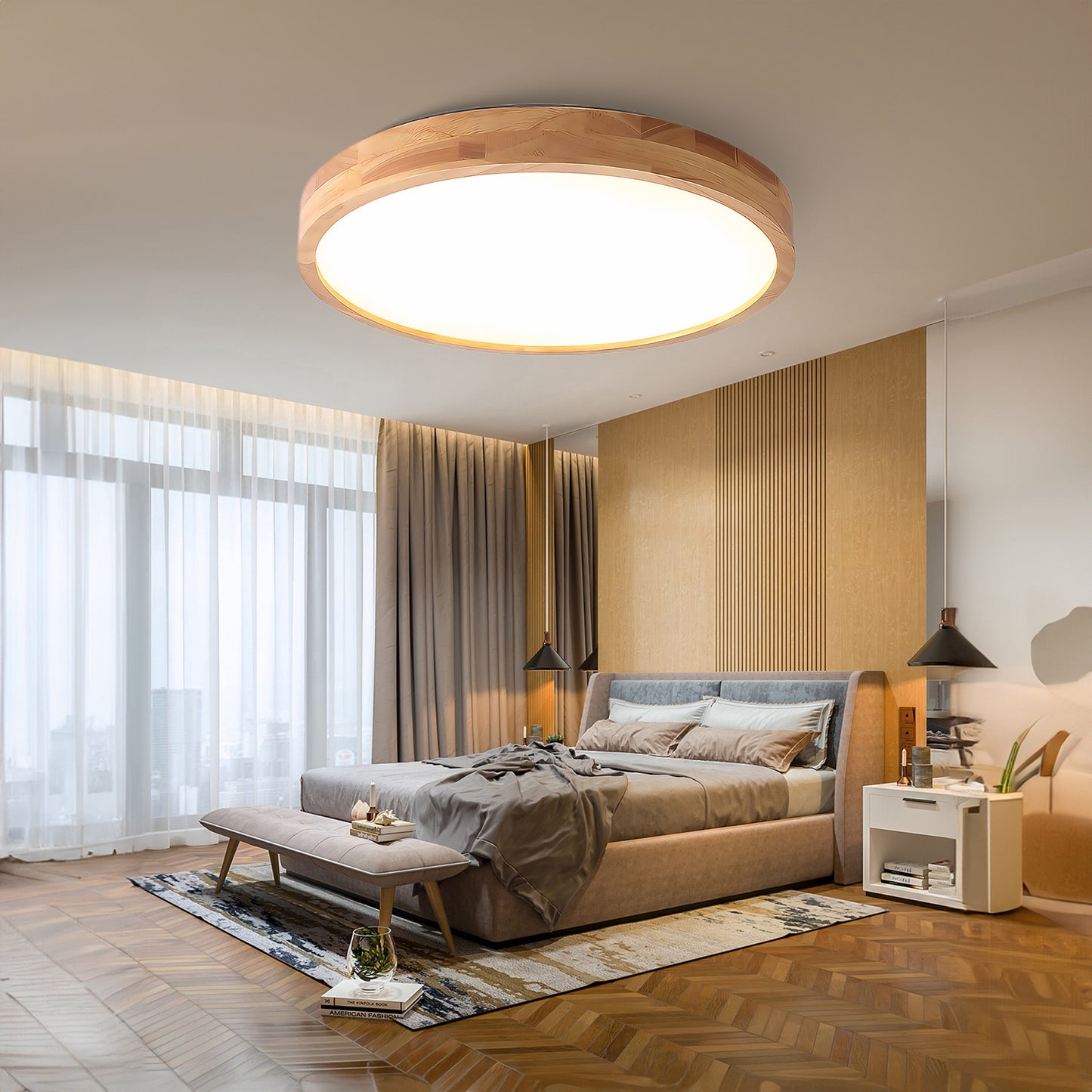 Wooden Geometric Modern Wood Ceiling Light