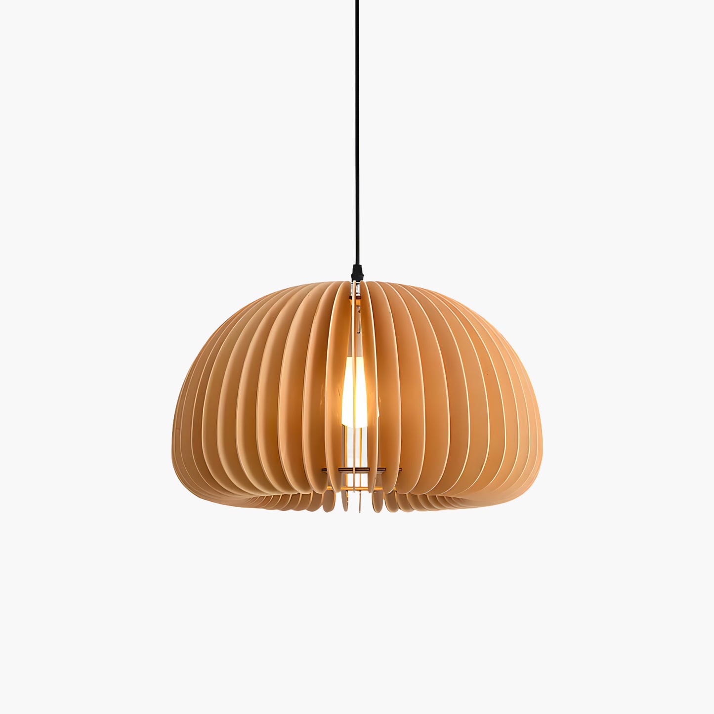 Wooden Pumpkin Eclectic Metal Pendant Lamp