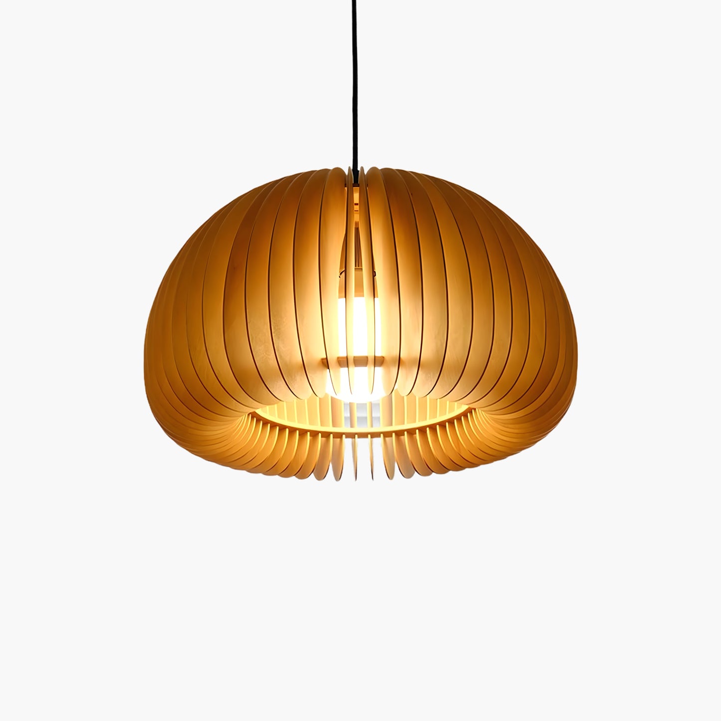 Wooden Pumpkin Eclectic Metal Pendant Lamp