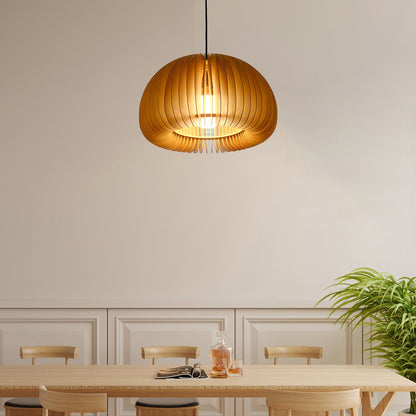 Wooden Pumpkin Eclectic Metal Pendant Lamp