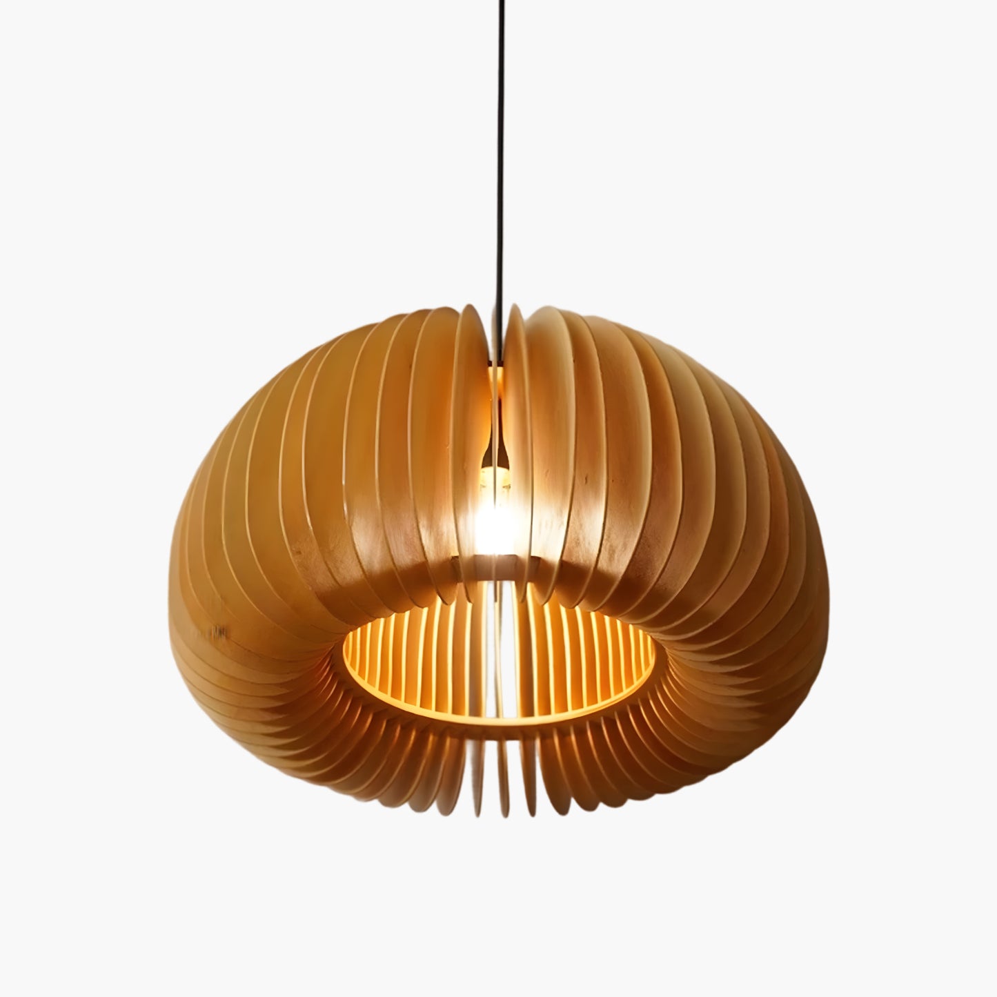 Wooden Pumpkin Eclectic Metal Pendant Lamp