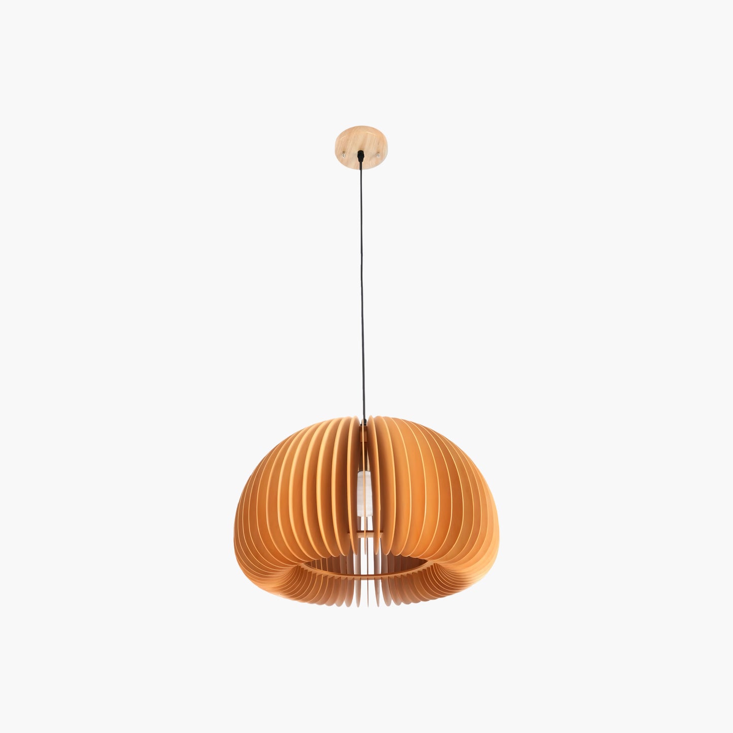 Wooden Pumpkin Eclectic Metal Pendant Lamp