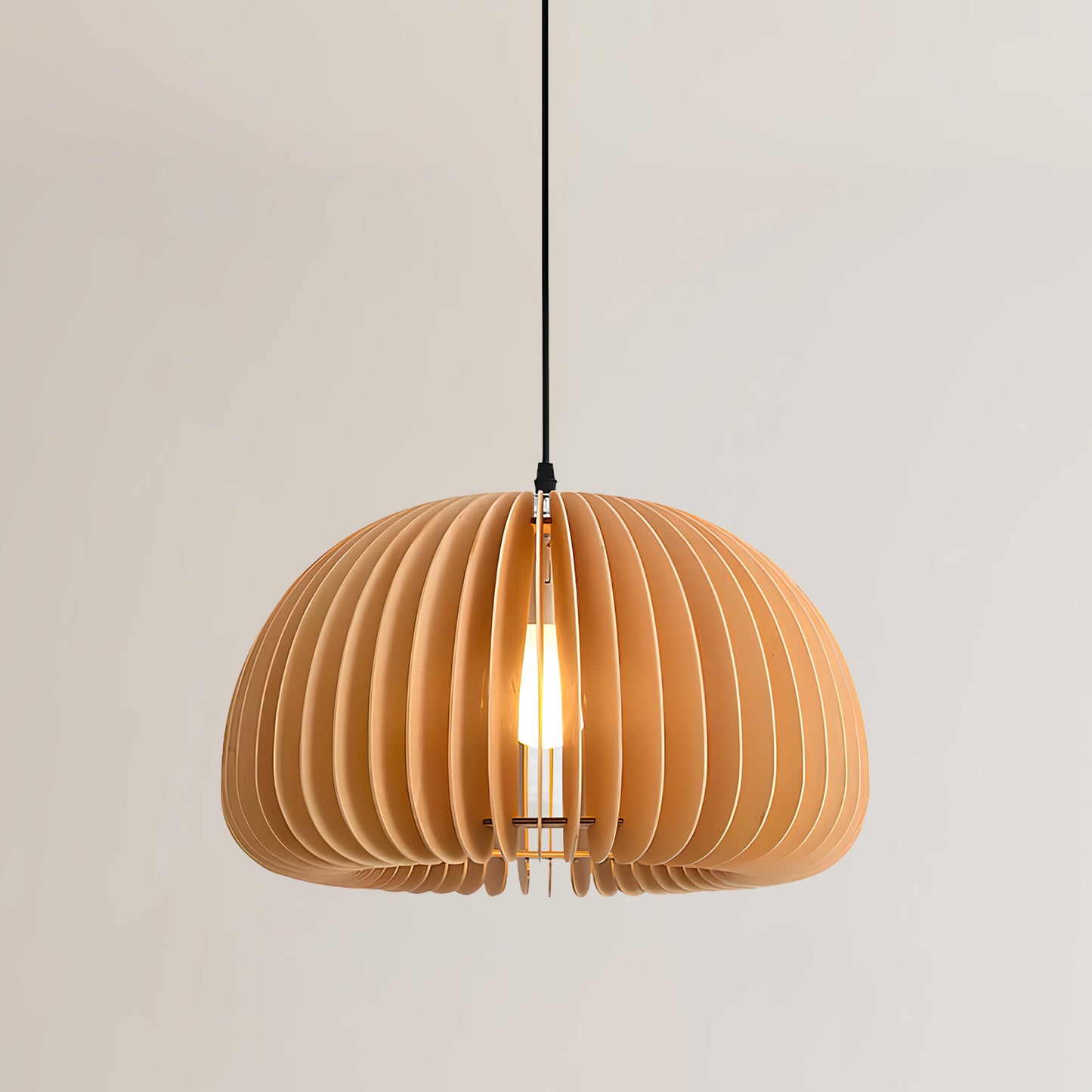 Wooden Pumpkin Eclectic Metal Pendant Lamp