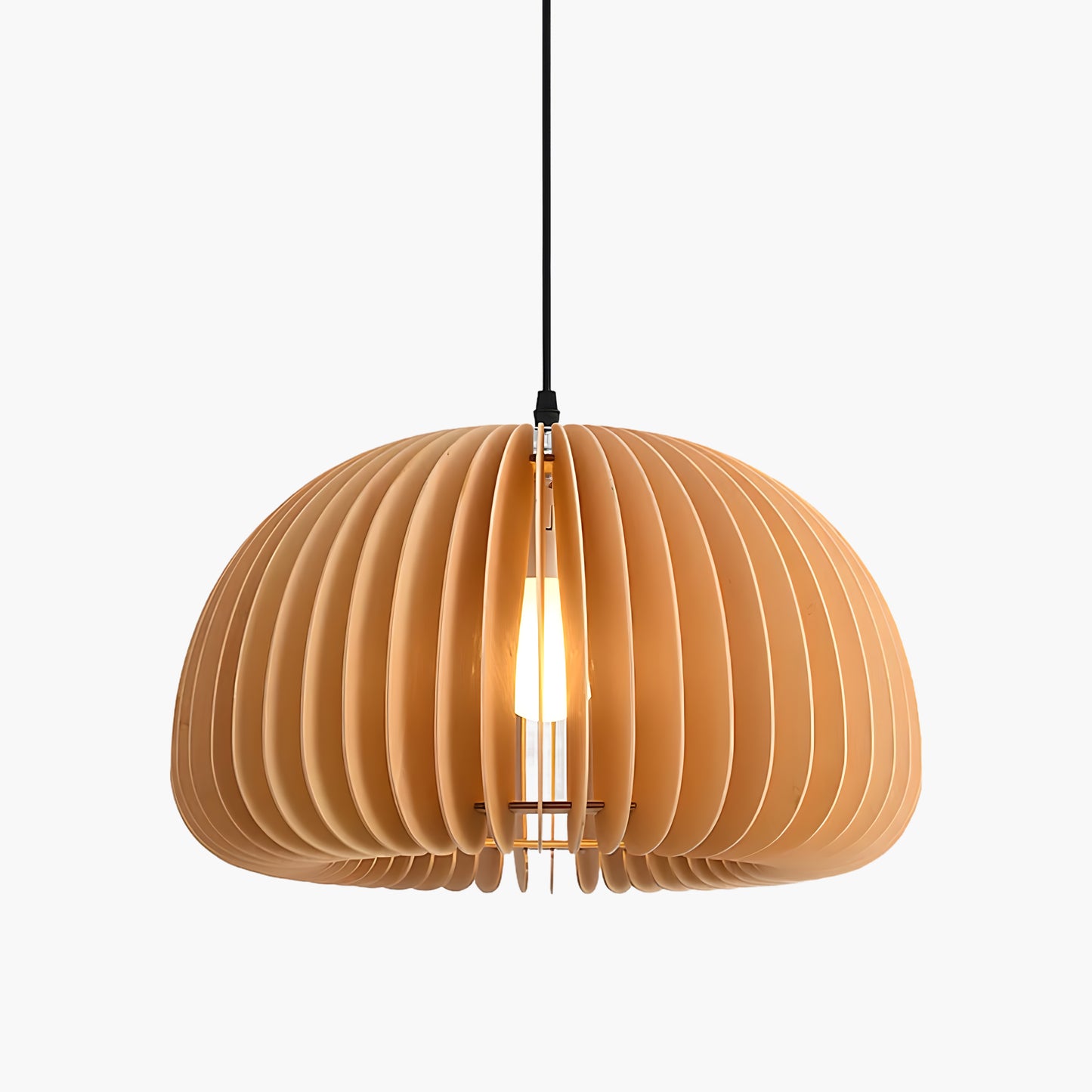 Wooden Pumpkin Eclectic Metal Pendant Lamp