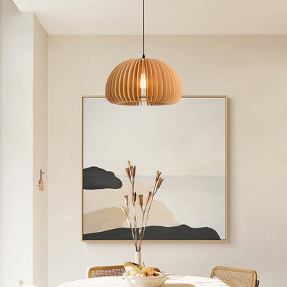 Wooden Pumpkin Eclectic Metal Pendant Lamp