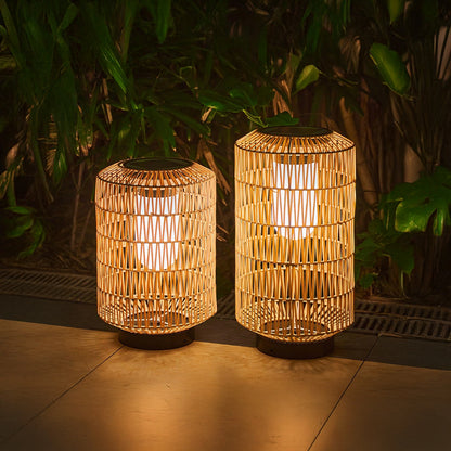 Woven Rattan Rustic Metal Outdoor Lamp