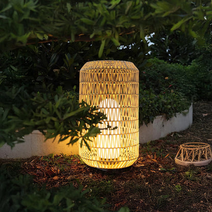 Woven Rattan Rustic Metal Outdoor Lamp