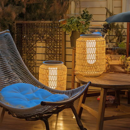 Woven Rattan Rustic Metal Outdoor Lamp