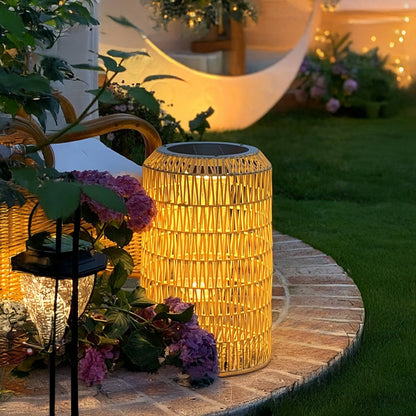 Woven Rattan Rustic Metal Outdoor Lamp