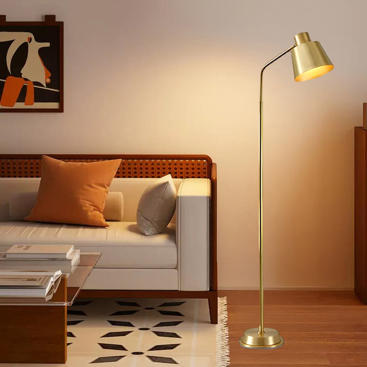 Zeid Minimalist Brass Floor Lamp