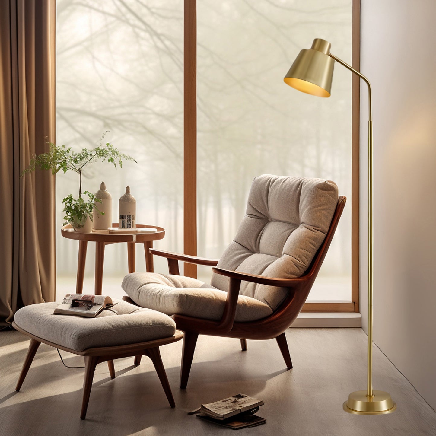 Zeid Minimalist Brass Floor Lamp